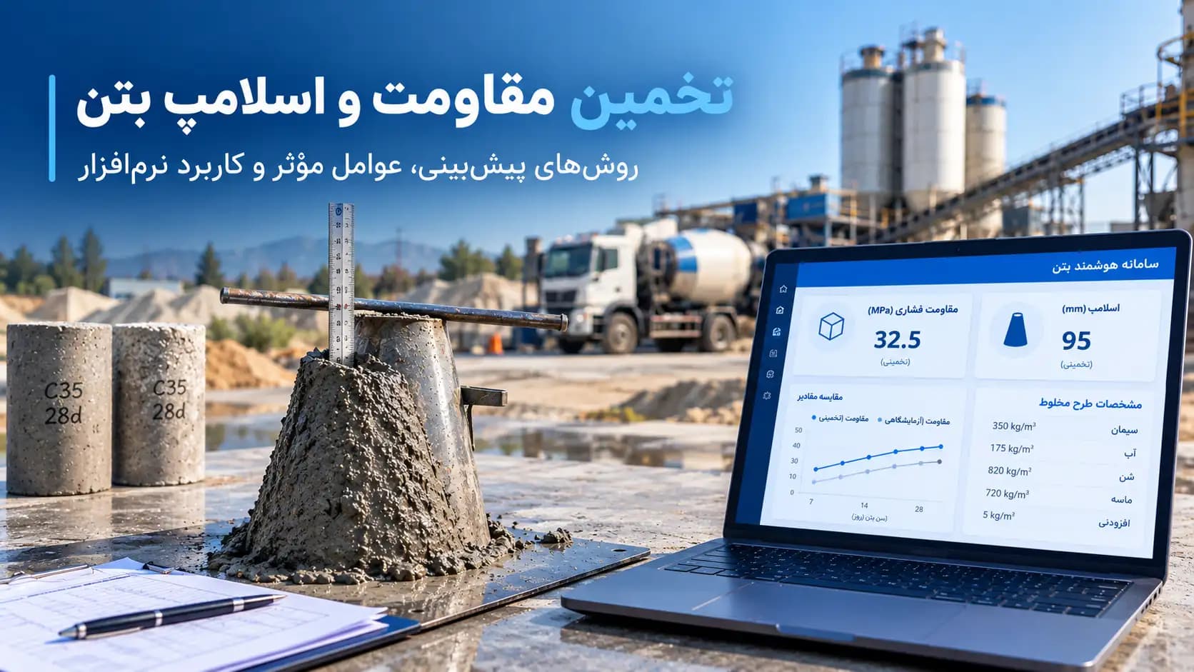 تخمین مقاومت و اسلامپ بتن | روشها و عوامل مؤثر